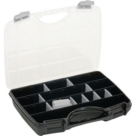 Mallette de rangement l.388xP290xH61 mm maxi. 25 comp. 21 cloisons sép. libres t
