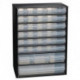 Casier de rangement pour petites pièces l.306xP150xH420 mm tôle d’acier 34 tiroirs polypropylène noir/blanc RAACO