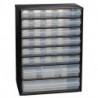 Casier de rangement pour petites pièces l.306xP150xH420 mm tôle d’acier 34 tiroirs polypropylène noir/blanc RAACO