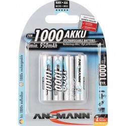 Batterie d'accumulateur 1,2 V 1000 mAh R03-AAA-Micro HR03 4 4 pièces/blister ANSMANN