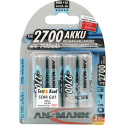 Batterie d´accumulateur 12 V 2700 mAh R6-AA-Mignon HR6 4 4 pièces/blister ANSMA
