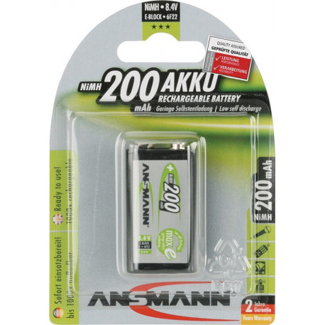 Batterie d´accumulateur maxE 84 V 200 mAh 9 V E-Block HR9V 1 1 pièce/blister AN