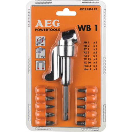 Adaptateur angulaire de vissage WB 1 1/4 po. six pans AEG