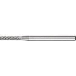 Petite fraise sur tige forme ZYAS D. 2 mm L. tête 10 mm D. de la tige 3 mm carbure engrènement 3 PLUS PFERD