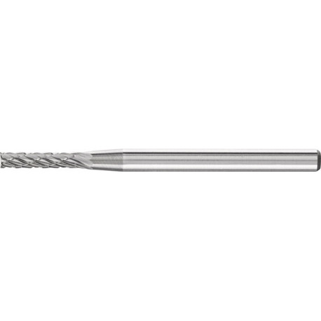 Petite fraise sur tige forme ZYAS D. 2 mm L. tête 10 mm D. de la tige 3 mm carbure engrènement 3 PLUS PFERD