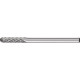 Petite Fraise sur tige forme WRC D. 3 mm L. tête 13 mm D. de la tige 3 mm carbur