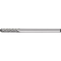 Petite Fraise sur tige forme WRC D. 3 mm L. tête 13 mm D. de la tige 3 mm carbur