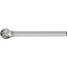 Petite Fraise sur tige forme KUD D. 6 mm L. tête 5 mm D. de la tige 3 mm carbure