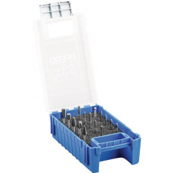 Jeu de micro-fraises sur tige D. de la tige 3 mm 15 pièces carbure engrènement 5 coffret en plastique PFERD