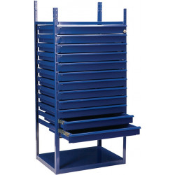 Élément de tiroirs LOGS 90 H1160xl540xP390 mm 12 tiroirs bleu RAL 5022