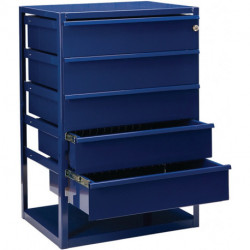 Armoire comptoir LOGS 190 H795xl540xP390 mm 5 tiroirs tablettes bleu RAL 5022
