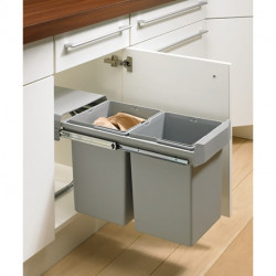 Poubelle L260xP450xH450mm seau plastique gris HETTICH