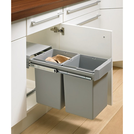 Poubelle L260xP450xH450mm seau plastique gris HETTICH