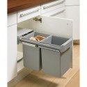 Poubelle L260xP450xH450mm seau plastique gris HETTICH