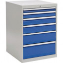 Armoire à tiroirs H1019xl705xP736 mm gris clair/bleu de sécurité 6 tiroirs extraction totale