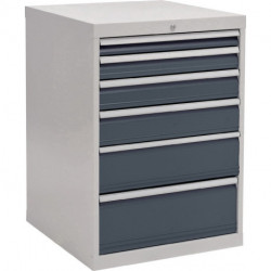 Armoire à tiroirs H1019xl705xP736 mm gris clair/gris anthracite 6 tiroirs extrac