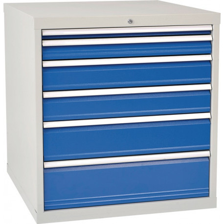 Armoire à tiroirs H1019xl1005xP736 mm gris/bleu 6 tiroir extraction totale