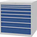Armoire à tiroirs H1019xl1005xP736 mm gris clair/bleu de sécurité 8 tiroirs extraction totale