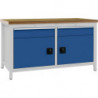 Établi gris clair RAL 7035 bleu séc. RAL 5005 l.1500xH859xP750 mm hêtre Multip