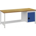 Établi gris clair bleu de sécurité l.2000xH859xP750 mm hêtre Multiplex 40 mm 1 t