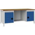 Établi gris clair RAL 7035 bleu séc. RAL 5005 l.2000xH859xP750 mm hêtre Multip