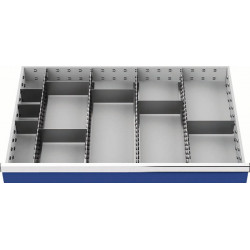 Matériel de compartimentage pour tiroir Hauteur du panneau 150 mm 4 séparateurs long./8 transversaux