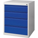 Armoire à tiroirs BK 600 H800xl600xP600 mm gris/bleu 4 tiroir extraction simple