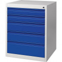 Armoire à tiroirs BK 600 H800xl600xP600 mm gris/bleu 5 tiroir extraction simple
