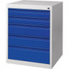 Armoire à tiroirs BK 600 H800xl600xP600 mm gris/bleu 5 tiroir extraction simple