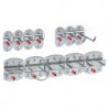 Assortiment de porte-outils 12 pièces revêtu plastique pour panneaux perforés 9 crochets divers/3 crochets doubles