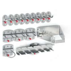 Assortiment de porte-outils 15 pièces revêtu plastique pour panneaux perforés 12 crochets divers/3 crochets doubles