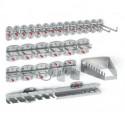 Assortiment de porte-outils 28 pièces revêtu plastique pour panneaux perforés 14 croch./6 croch. double/8 supports div div.support