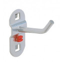Porte-outils D. 6 mm profondeur 50 mm avec extrémité du crochet inclinée adapté à panneaux perforés 5 pièces/sachet