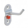 Porte-outils D. 6 mm profondeur 50 mm avec extrémité du crochet inclinée adapté à panneaux perforés 5 pièces/sachet