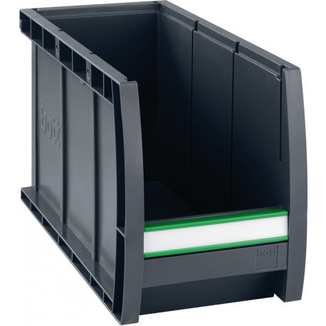 Boîte de rangement à ouverture frontale L298xl130xH165 mm PP gris anthracite BOT