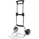 Diable de transport pliable tube d’acier, chromé aluminium H. 1120 mm L. pelle 420xl495 mm capacité de charge 100 kg