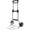 Diable de transport pliable tube d’acier, chromé aluminium H. 1120 mm L. pelle 420xl495 mm capacité de charge 100 kg