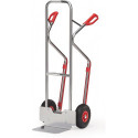 Diable en tubes d’acier H. 1300 mm pelle-L250xl320 mm pneumatique capacité de charge 200 kg couleur alu FETRA