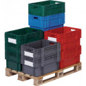 Bac gerbable-emboîtable PP gris L600xl400xH420 mm LA-KA-PE