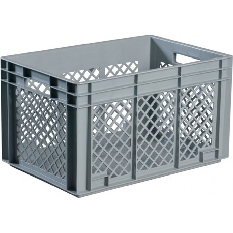 Conteneur de transport gerbables L600xl400xH420 mm gris PP poignée traversante p