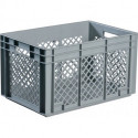 Conteneur de transport gerbables L600xl400xH420 mm gris PP poignée traversante p