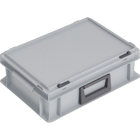 Coffrets en plastique L400xl300xH133 mm PP 1 poignée fermoir coulissant gris 10 l LOCKWEILER