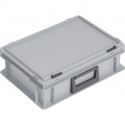 Coffrets en plastique L400xl300xH133 mm PP 1 poignée fermoir coulissant gris 10 l LOCKWEILER