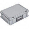Coffrets en plastique L400xl300xH133 mm PP 1 poignée fermoir coulissant gris 10 l LOCKWEILER