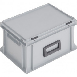 Coffrets en plastique L400xl300xH233 mm PP 1 poignée fermoir coulissant gris 20l