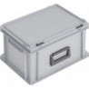 Coffrets en plastique L400xl300xH233 mm PP 1 poignée fermoir coulissant gris 20l