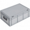 Coffrets en plastique L600xl400xH233 mm PP 2 poignées fermoir coulissant gris 42 l