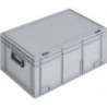 Coffrets en plastique L600xl400xH293 mm PP 2 poignées fermoir coulissant gris 55l