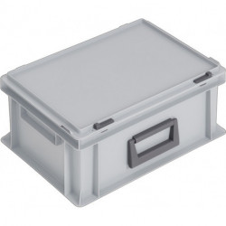 Coffrets en plastique L400xl300xH183 mm PP 1 poignée fermoir coulissant gris 14l