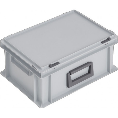 Coffrets en plastique L400xl300xH183 mm PP 1 poignée fermoir coulissant gris 14l